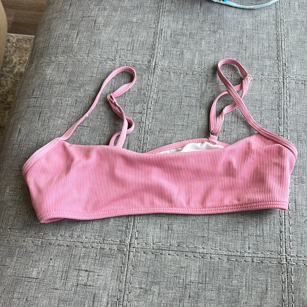 Pink bandeau bikini top